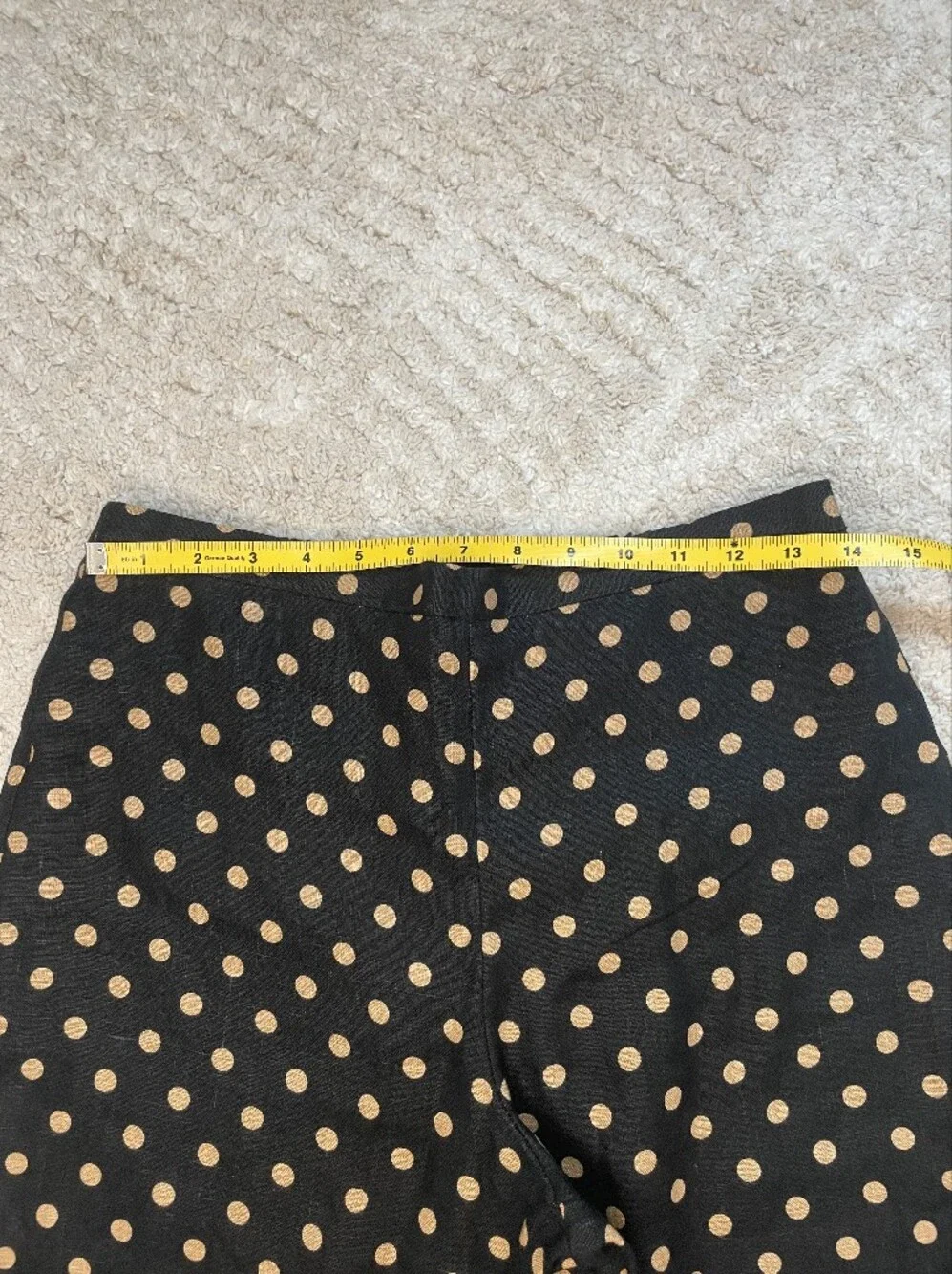 Reformation 100% Linen Black Wide Leg Pants with Gold Polka Dots Size S